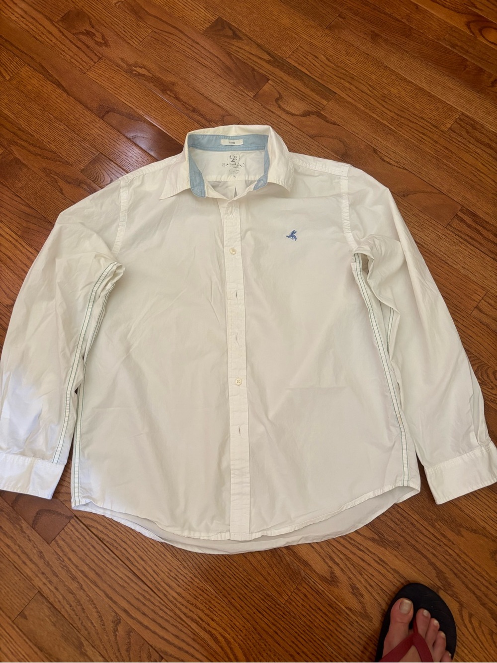 White Dress Shirt with Light Blue Trim